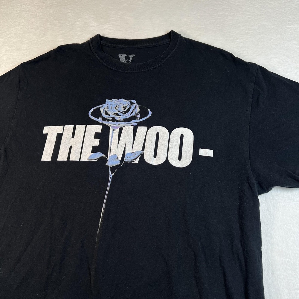 VLONE Shirt Mens XL Black The Woo Rose Graphic Pop Smoke Tee Streetwear Top
